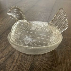 Vintage glass hen on nest